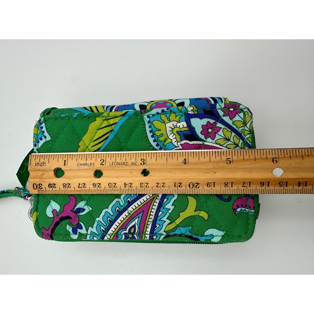 Vera Bradley All In One Crossbody Green Emerald Paisley Quilted Cotton Wristlet - Picture 13 of 16
